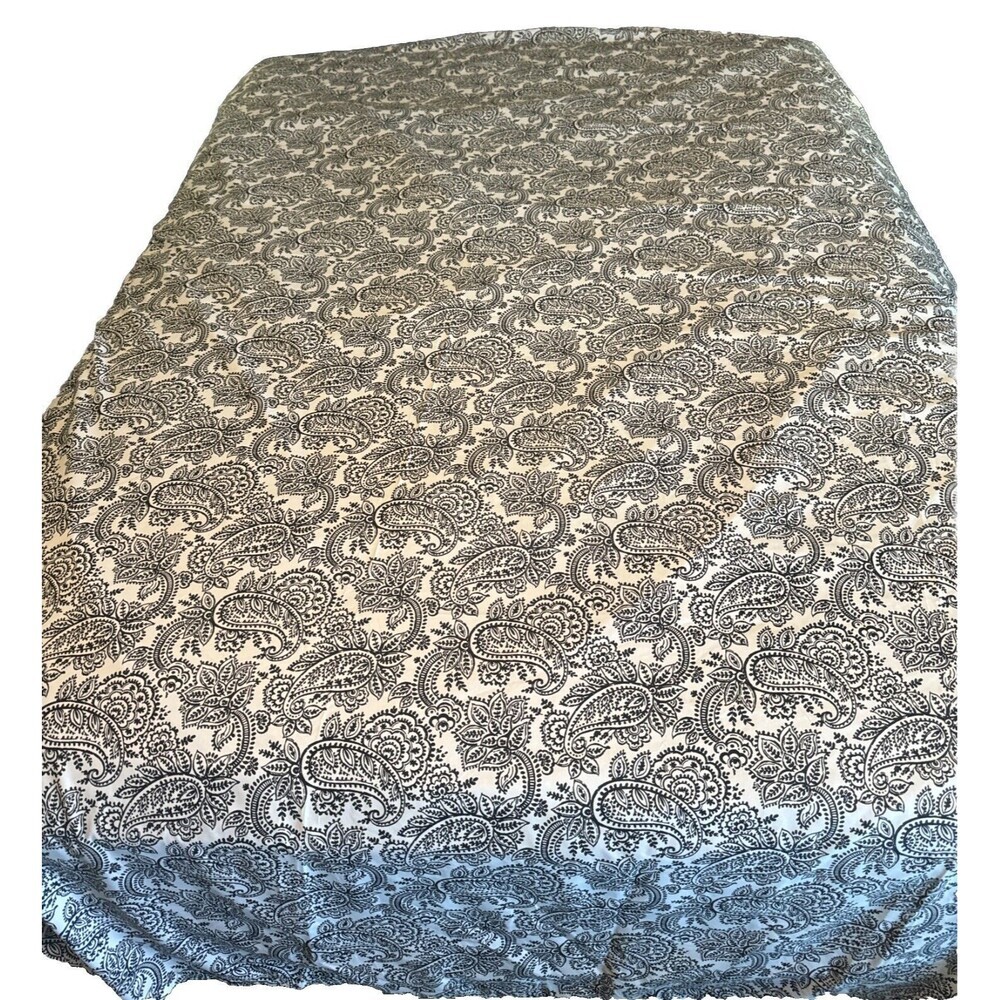 Charisma Hayden Paisley Black & White KING Flat Bed Sheet